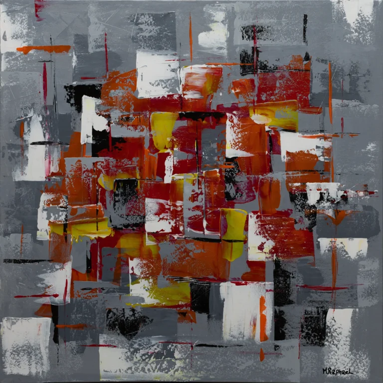 Cette œuvre en acrylique exprime une énergie brûlante à travers des formes audacieuses et des couleurs vibrantes. Les textures riches et les mouvements dynamiques traduisent la force intérieure, l’élan et l’émotion brute. Passion Abstraite invite à plonger dans un tourbillon de sentiments puissants, où chaque coup de pinceau incarne le feu et la vie qui bouillonnent au cœur de l’âme.