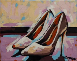 Peinte à l’acrylique avec une technique de pinceau lousse, cette toile célèbre l’élégance au féminin à travers la silhouette emblématique des talons hauts. Les traits fluides et les contours légèrement flous suggèrent le mouvement, la grâce et la confiance. Les couleurs, à la fois affirmées et subtiles, traduisent un style assumé, entre douceur et audace.  Une œuvre qui rend hommage à la féminité dans tout ce qu’elle a de libre, de fort et de raffinée.