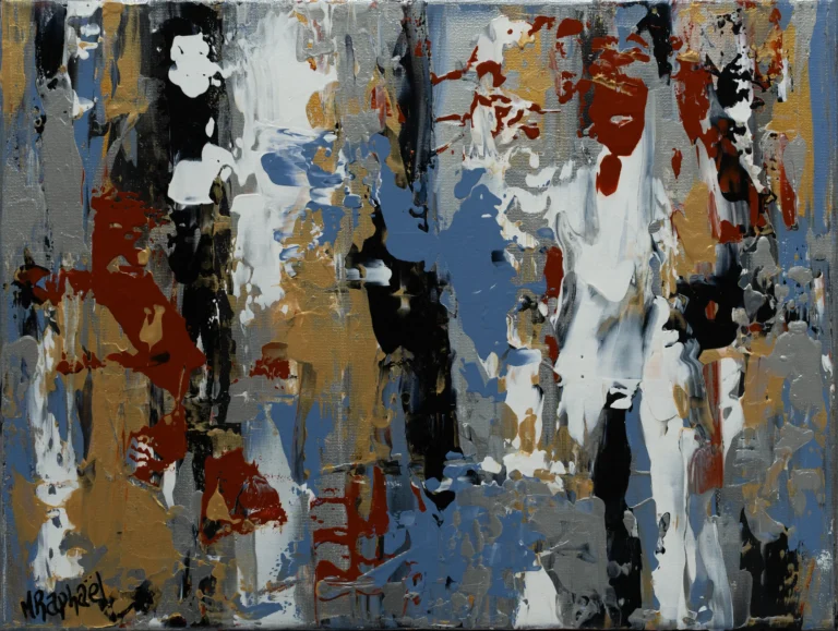 Cette œuvre abstraite explore la notion de transition et de mouvement intérieur. Par des formes fluides et des jeux de textures à l’acrylique, la toile suggère un cheminement entre ombre et lumière, entre passé et avenir. Les nuances harmonieuses et les couches superposées invitent à ressentir ce moment de passage, fragile et puissant à la fois.  Passage Abstrait est une réflexion visuelle sur les transformations invisibles qui façonnent notre être.