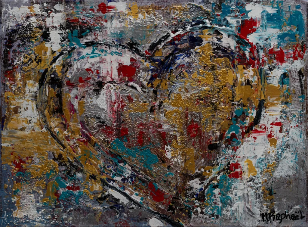 Cette œuvre en acrylique met en lumière un cœur aux reliefs riches, créé par des couches épaisses de peinture et une technique expressive. Les textures profondes invitent à toucher du regard, tandis que les couleurs vibrantes évoquent la passion, la force et la douceur mêlées.   Cœur Texturé célèbre l’intensité des émotions humaines, dans toute leur complexité et leur beauté tactile.